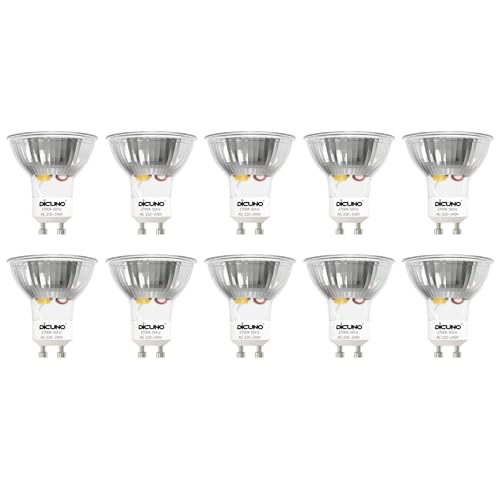 DiCUNO Ampoule LED GU10 5W, Équivalent 40W halogène, 400lm, 2700K Blanc chaud, Angle 120° faisceau large, Non dimmable, 230V, Culot GU10 ampoule à réflecteur, Lot de 10