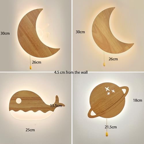 Lámpara de pared infantil LED regulable 3000K-6000K con interruptor de cadena para dormitorio 6
