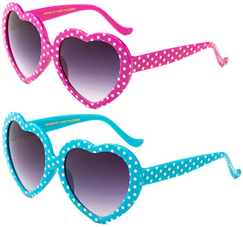 Heart Sunglasses Girls Heart Shaped Sunglasses Polka Dots Cute Vintage Look UV Protection w/Carrying Pouch3