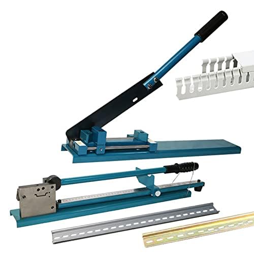 Utensile da taglio per guida DIN per progetti elettrici, design da banco da 35 mm con righello da 50 cm, doppia scanalatura per taglio in acciaio e alluminio