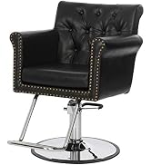 Buy-Rite Chelsea Styling Chair for Salons and Stylists, Tufted Seat-Back and Brass Nail Head Trim...