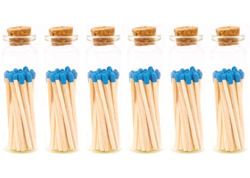 Cobalt Blue Decorative Matches, 120+ Small Premium Wooden Matches | Artisan Matches for Candles, Safety Matches for Lighting Candles with Match Striker On The Bottle