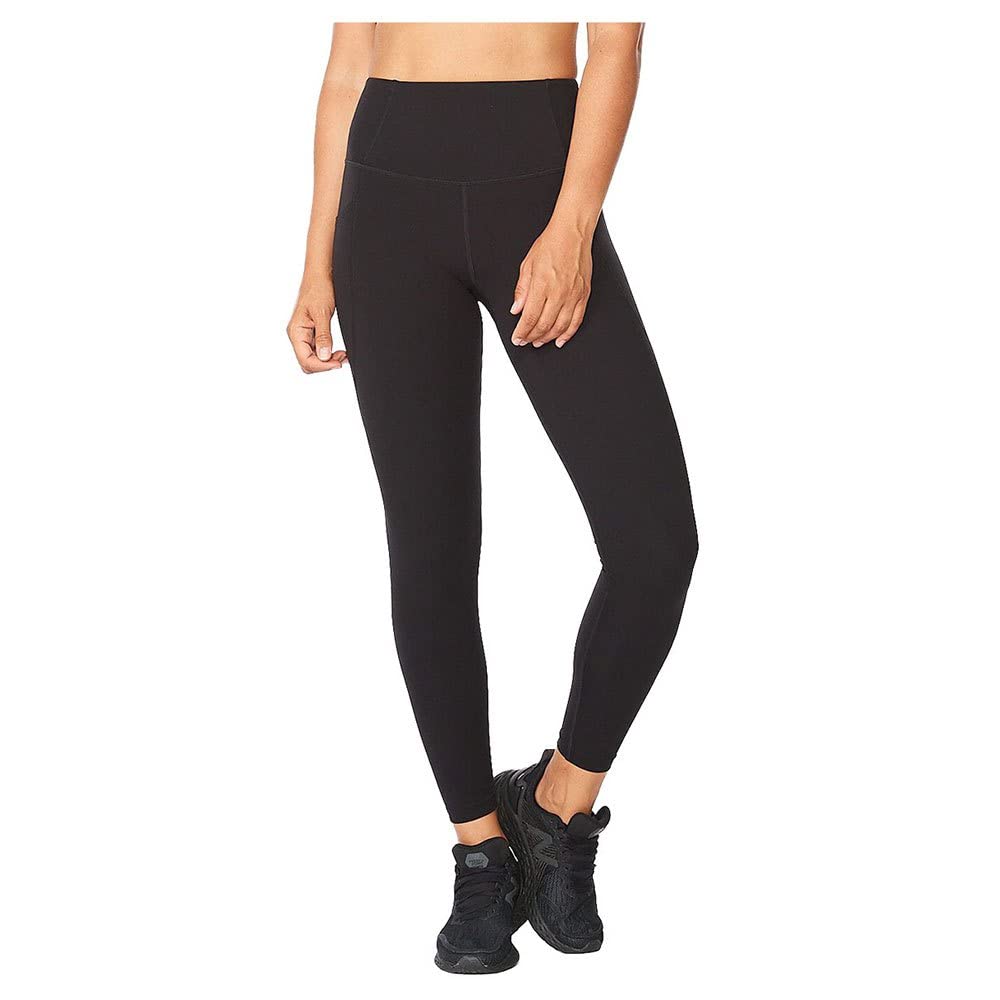 2XU Women's Form Stash Hi-Rise Compression Tights Pants, Black/White, XS