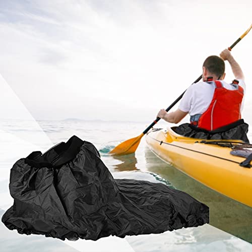 Keenso Kajak Spritzdecke, Verstellbarer Kajak Sprührock Nylon Kajak-Sprührock mit Gummiband wasserdichte Abdeckung Wassersportzubehör für Länge von 90 bis 95 cm; breit 50‑55cm(Schwarz)