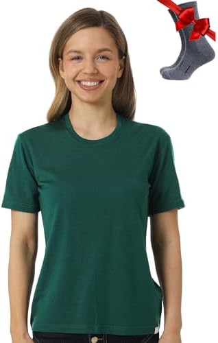 Merino.tech 100% Merino Shirt Damen Wandern & Alltag + Wandersocken | Geruchshemmend, Atmungsaktive Merino T-Shirt Damen, Kratzfrei, Schnelltrocknend, Funktionsshirt, Thermoobertei