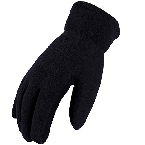 Ozero Deerskin Suede Leather Palm And Polar Fleece Back With Heatlok Insulated Cotton Layer Thermal Gloves, X-Large - Denim-Black #TOP7
