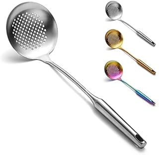 Evanda Skimmer, 38 cm Stainless Steel Kitchen Strainer, Slotted Spoon, with Comfort Handle and Hanging Holes, Strainers for Kitchen