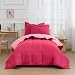 HIG 2pc Down Alternative Comforter Set - All Season Reversible Comforter with Sham - Quilted Duvet Insert with Corner Tabs -Box Stitched - Hypoallergenic, Soft, Fluffy(Twin/Twin XL, Pink)