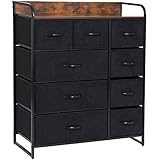 LYNCOHOME Chest of Drawers, Storage Tower Unit for Bedroom, Livingroom, Hallway, Entryway, Closet Organizer Furniture with Sturdy Steel Frame, Wood Top, Fabric Drawers Rustic Brown