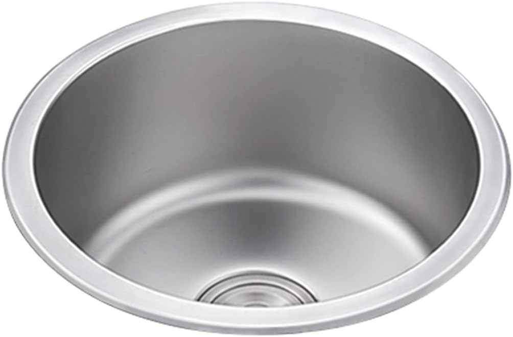 Round Kitchen Balcony Bar Single Bowl Bar Or Prep Kitchen with Drain Pipe Drop-in Top Mount Or Undermount,Black-40x40x20cm