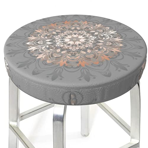 Rose Gold Gray Floral Mandala Bar Stool Slipcover Round, Washable Chair Seat Slipcover 12 Inch #TOP2
