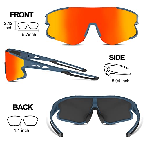Haayot Polarized Cycling Glasses,Baseball Sunglasses For Men Women,Sports Running Biking Mtb Fishing Sunglasses 5 Lenses,Sand Blue #TOP6
