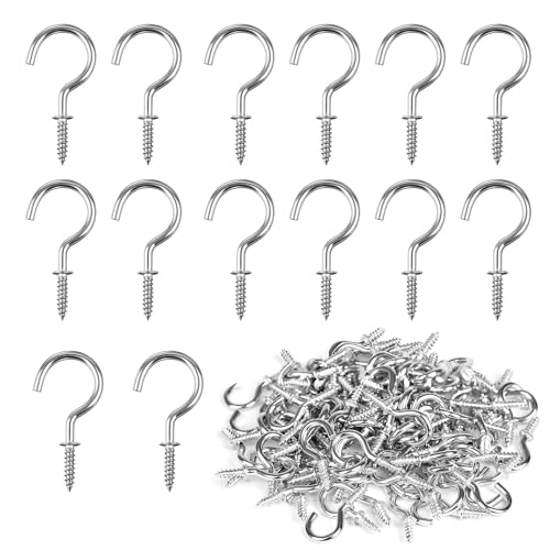 LianSinGo 50 Pack Small Screw Hooks Tiny Screw-in Hooks Durable Metal Ceiling Hook for Fairy Lights Hanging Plants Cups Art Easy Installation