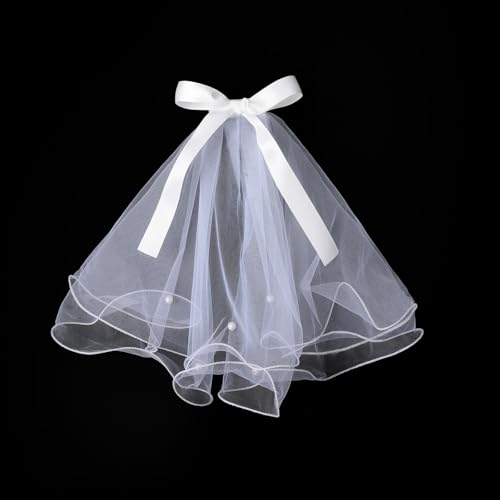 AWOCAN Schleier für Hunde, Katze, Haustiere, Brautkostüme, Valentinstag, Hochzeit, Party, Dekoration, Hundehaar-Schleifen, Clips, Haarnadeln, Kopfbedeckungen, Hundehaarschmuck (Weiß-2)