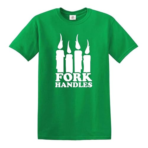Image of Darkwear Fork Handles OR Four Candles Funny Men's T-Shirt Top Tee(Irish Green,L)