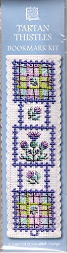 Cross Stitch Bookmark Kit - Tartan Thistles, Purple - Image 2