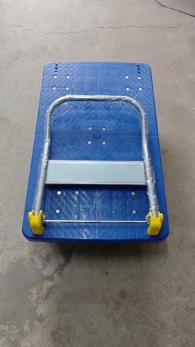 Image of Bonkaso 600Kg Portable Folding Platform Trolley | Heavy Duty ABS Material Handling Cart with 5 Wheels | Foldable Hand Truck for Warehouse, Office & Home Use (104x63x88) Blue