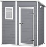 Keter Manor Pent Outdoor Plastic Garden Storage Shed, Grey, 6 x 4 ft