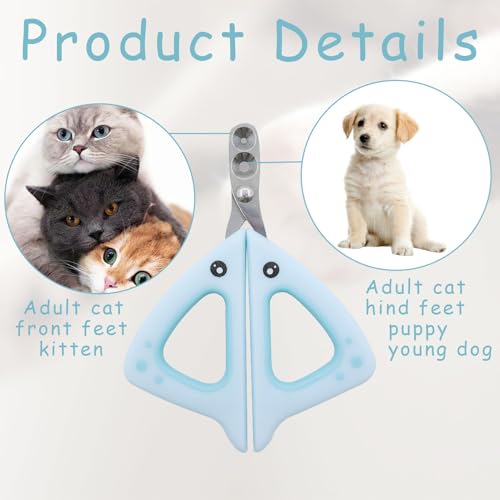 Krallenschere Katzen Schere für Anfänger toll geeignet,Nagelknipser für Katzen,Krallenschere Katzen mit Schutz,Sicherheits Edelstahl Katzennagelschneider für Kleine Hunde Welpen Katzen Mit Datei
