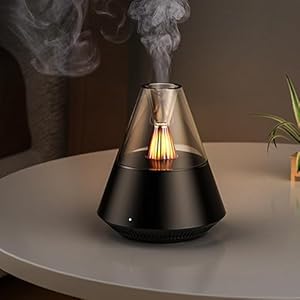 MARZIUS Diffuseur d’huiles essentielles, humidificateur portable avec brume froide et effet de lumière chaude, télécommande, capacité de 150 ml, pour chambre à coucher, bureau, salon, yoga (noir)