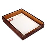 Dacasso Brown Crocodile Embossed Leather Letter Tray