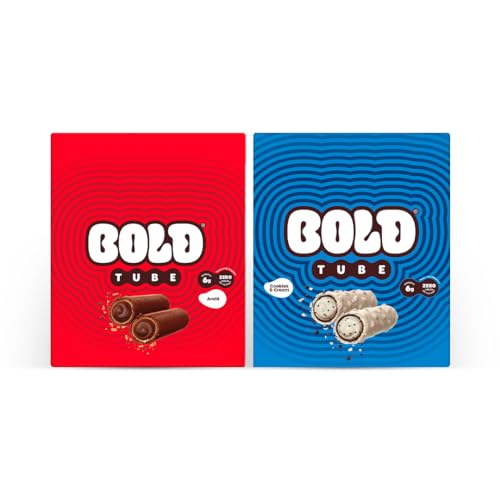 BOLD Snacks barra de proteína - KIT Tube Avelã + Tube Cookies e Cream (2 Caixas C/ 12 unid.)