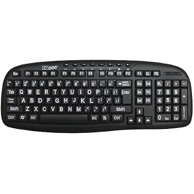 EZ See Large Print Keyboard-Black Keys-White Print