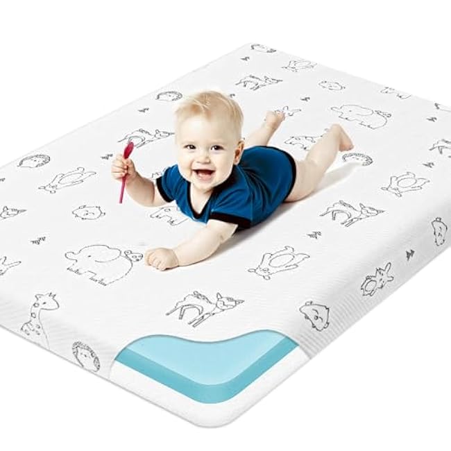 Pack and Play Mattress Pad, Dual-Sided Firmness Memory Foam Pack N Play Mattresses, 38x26 Portable Crib Mattress for Pack n Play Playpen with Removable Washable Cover