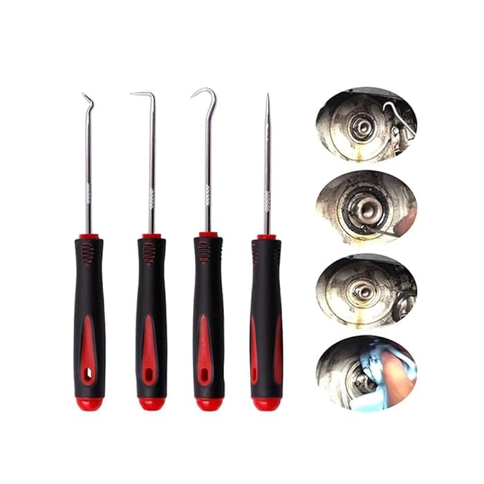 4pcs 6.30inch Precision Picks and Hook Set for Car Oil Seal O-Ring Seal Hook Screwdriver Puller Remover