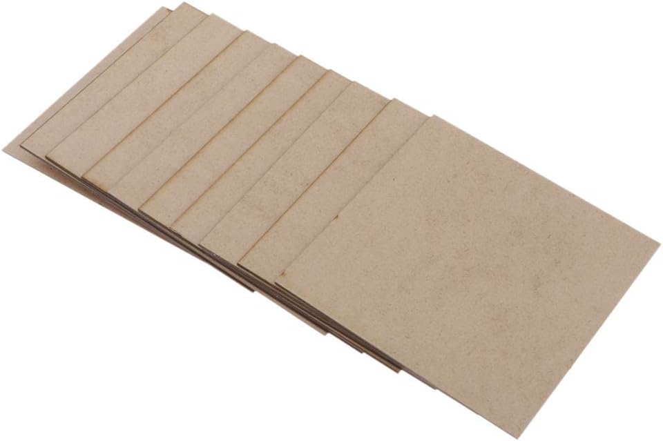 10 Sheets Blank MDF Wooden Sheet for Plaque Sign Engraving | DIY Arts & Crafts Starter Kit | for Pyrography, Wood Engraving, Modeling | Perfect for Wedding, Wood, 10X10cm