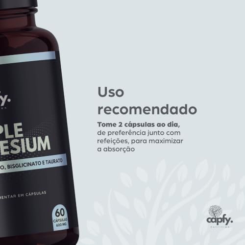 Tri Magnésio Malato Taurato Bisglicinato 600 mg 60 Cápsulas Triple Magnesium Premium Alta Concentraç