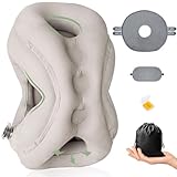 Inflatable Travel Pillow,Airplane Neck Pillow Comfortable Support Shoulder and Neck to Avoid Unhealthy Sleep(with Face Mask, Eye mask,Earplugs, Portable Bag)for Plane Travel Office Home Train