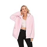 Comeon Women's Faux Fur Jacket Shaggy Jacket Winter Fleece Coat Outwear Shaggy Shearling Jacket (Pin
