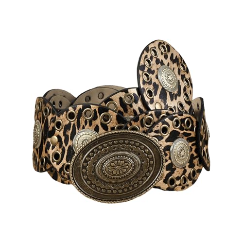 Ceinture vintage à motif animal en cuir synthétique large pour adulte