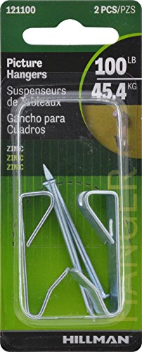 Image of Hillman 121100 Zinc Conventional Picture Hangers (100lb) 4 Pack