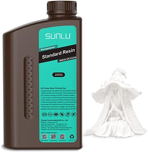 SUNLU 3D Printer Resin 1KG, 405nm UV Curing Standard Photopolymer Rapid Resin for LCD/DLP/SLA 3D Printing, High Precision, Low Shrinkage,Claer Red 1000g