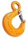 X100 Alloy Eye Hoist Hook 1 Ton w/Latch Rigging Lifting Safety Orange