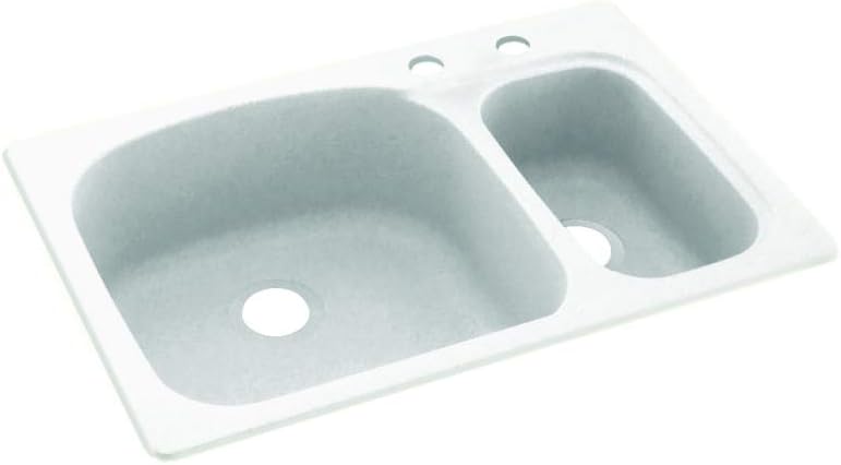 Get Discount 70% Price Swanstone KS03322LS.010-2C 2-Hole Solid Surface Kitchen Sink, 33 x 22, White