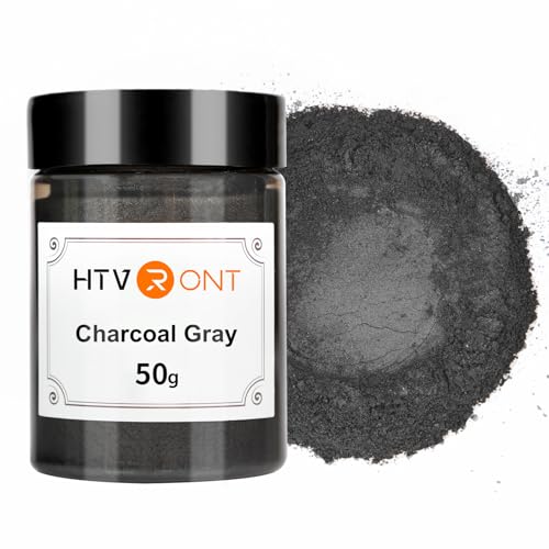 HTVRONT Mica Powder for Epoxy Resin - 1.76 oz/50 g Mica Pigment Powder, Mica Powder for Soap Making, Resin, Candle Making, Bath Bomb, Mica Pigment Powder(Charcoal Gray)