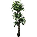 6.5' Ficus Tree - Fake Tree - Large Faux Plants Indoor - Tall Artificial Plants with Realistic Silk