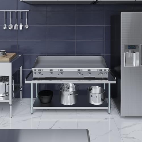 Image of AmGood Stainless Steel Equipment Stand - Heavy Duty, Commercial Grade, with Undershelf, NSF Certified (24 inch Width x 60 inch Length)
