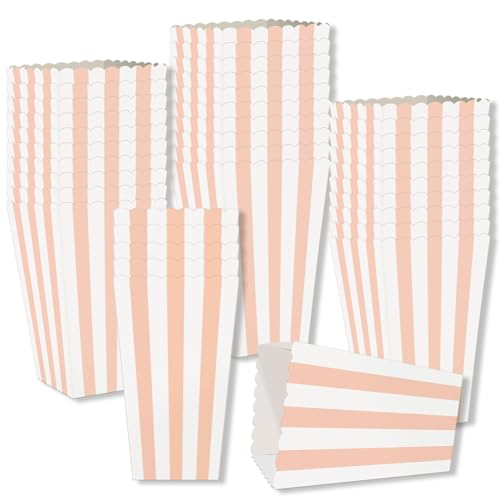 Image of 36 Pcs Pink and White Striped Popcorn Boxes 2 x 4.5 x 2.7 inch Mini Popcorn Boxes for Movie Decorations Cardboard Popcorn Container for Party Disposable Snack Popcorn Boxes