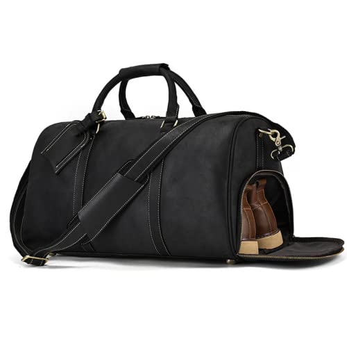 Sac à main en cuir véritable pour homme de 50,8 cm, grand modèle bandoulière noir