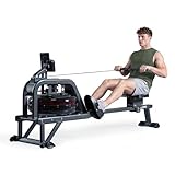 Sunny Health & Fitness Smart Water Rowing Machine, Indoor Exercise Water Rower with Intense Dynamic Real-Time Resistance, Space-Saving - SF-RW5713SMART