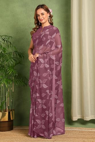 Image of MIRCHI FASHION Saree for Woman Chiffon Floral Printed | Lightweight Comfortable Daily Wear Women's Sari with Unstitched Blouse Piece (Available in 15 Colors)