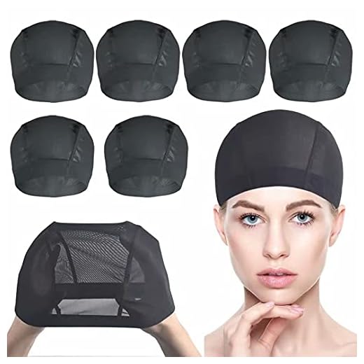 Smilco Mesh Dome Cap for Wig Making 6 Pack Stretchable Dome Mesh Lace Front Wig Caps for Women （Black）