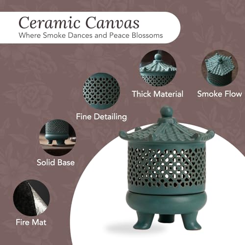 Image of Ekhasa Ceramic Dhoop Dani Loban Burner Holder Stand for Home | Dhup Kapoor Dani for Puja | Sambrani Dhoop Holder | Dhuni Burner Samrani Dhoop Batti Stand for Pooja | Dhup Stand Incense Oud Burner