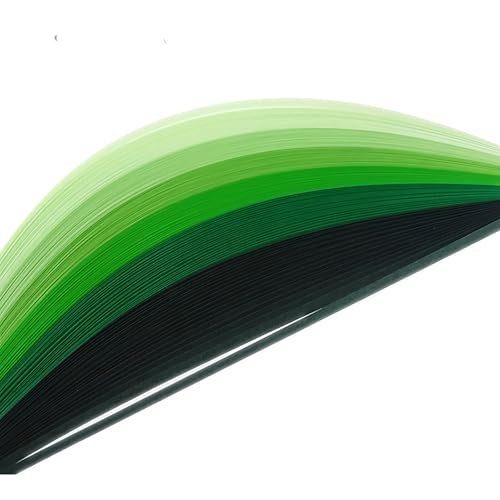 ODETOJOY Quilling Papierstreifen Farbverlauf 5mm Grün, Bastelpapier Filigrana Farbrampen chromatisch Crescendo, 120 Stück Länge 54cm