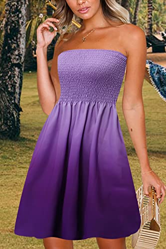 Image of Zyyfly Womens Summer Beach Dresses Strapless Cover Ups Dress Tube Top Sundresses