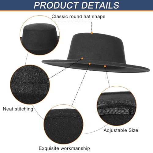 Chapeau Fedora large bord en feutre mélangé protégeant du soleil et du vent - 5